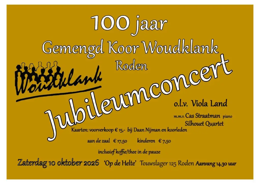 Flyer jubileumconcert Woudklank liggend