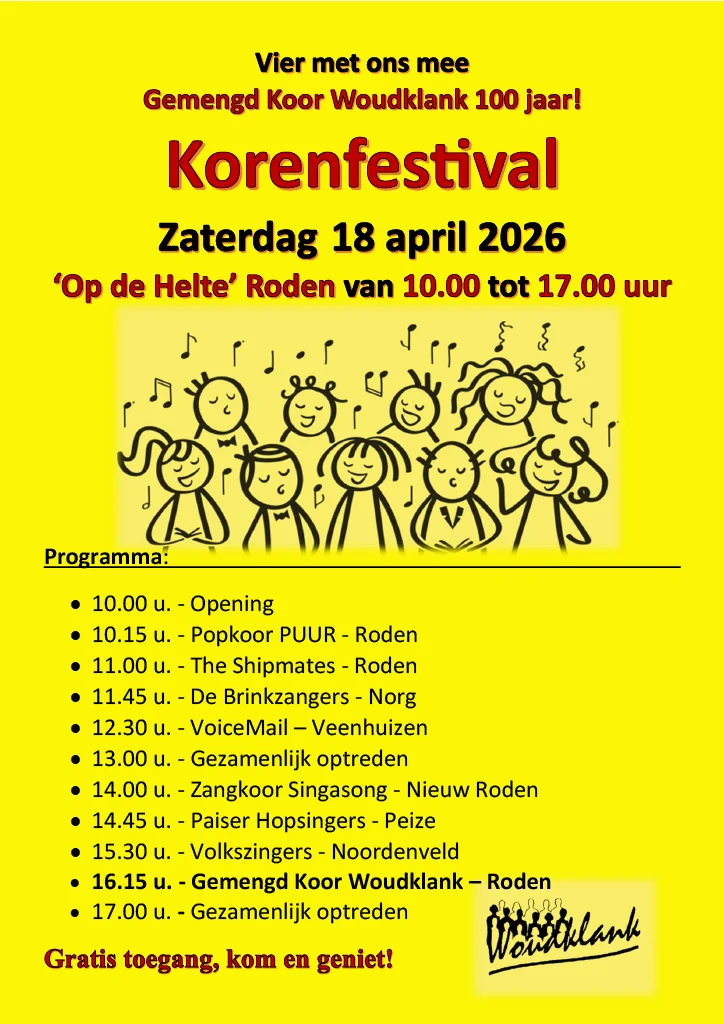 Flyer korenfestival Woudklank Roden