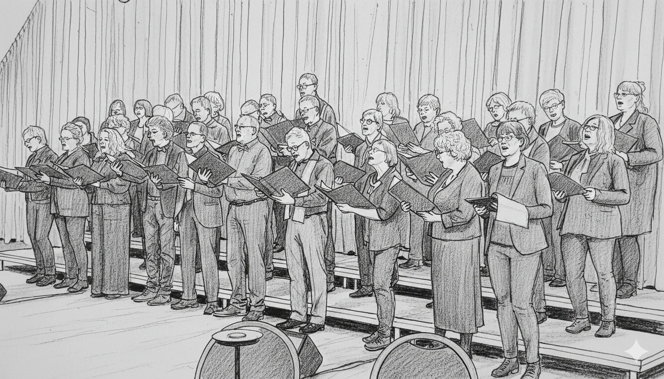 Handgetekend koor Woudklank Roden